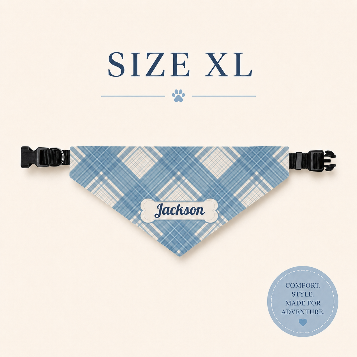 Personalized Dog Collar Bandana with Name, Custom Plaid Pet Bandana Collar, Dog Mom Gift, New Puppy Gift