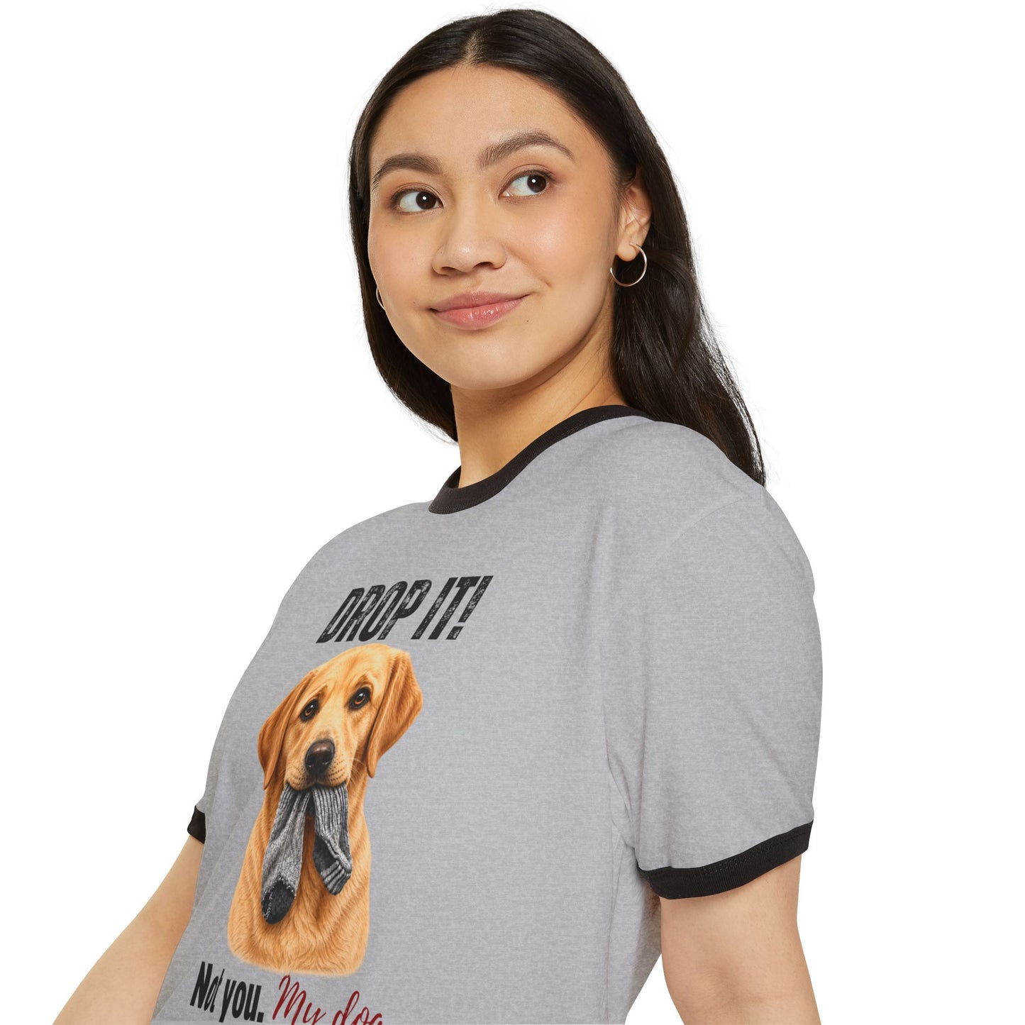 Drop It! Labrador Ringer Tee – Funny Lab Mom Shirt