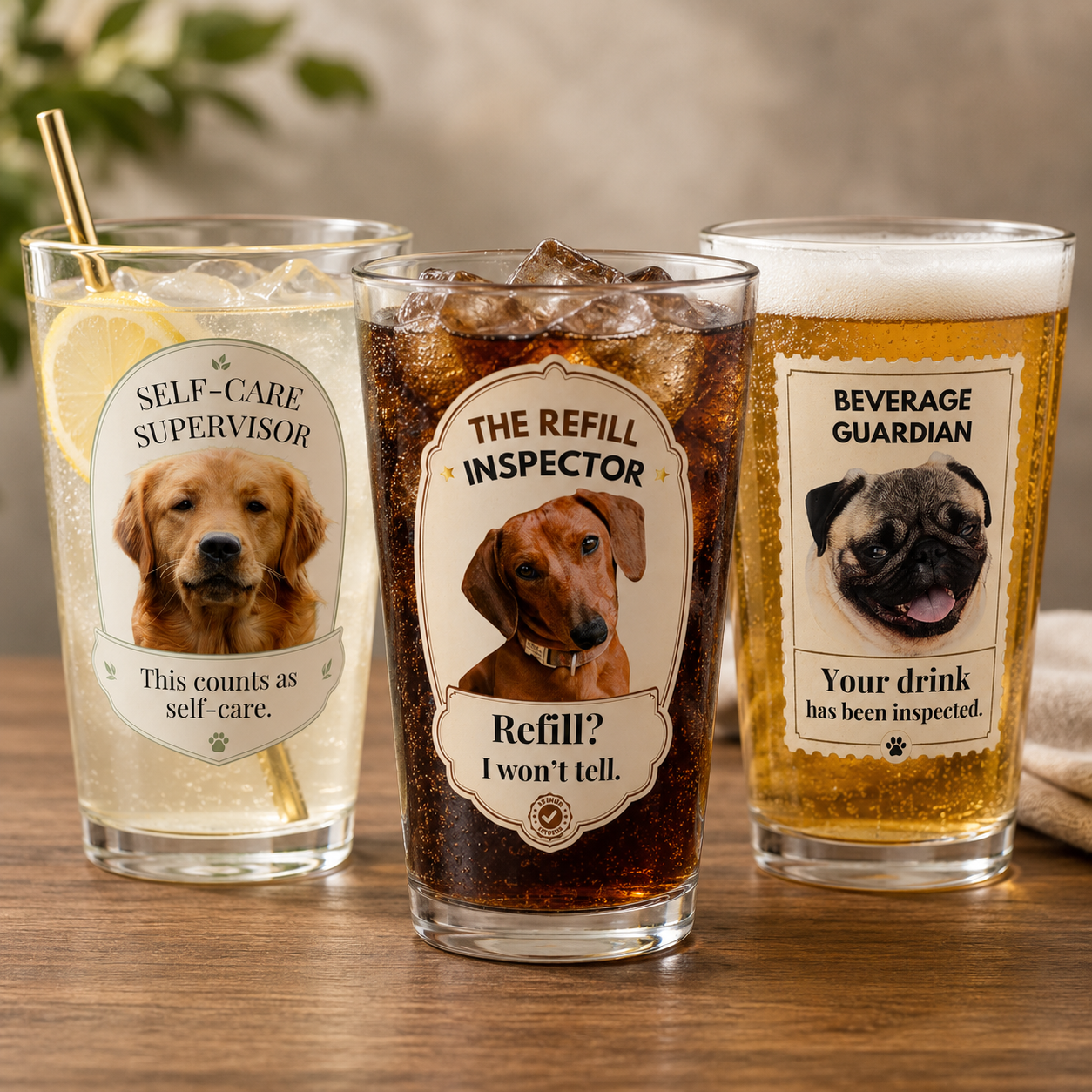 Custom Pet Photo Mixing Glass — Personalized 16 oz Dog or Cat Drink Glass
