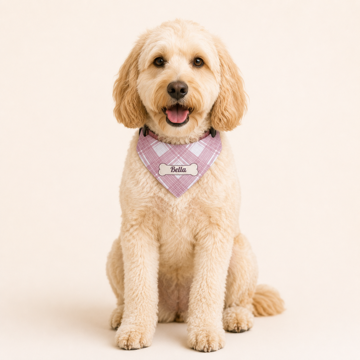 Personalized Dog Collar Bandana with Name, Custom Plaid Pet Bandana Collar, Dog Mom Gift, New Puppy Gift