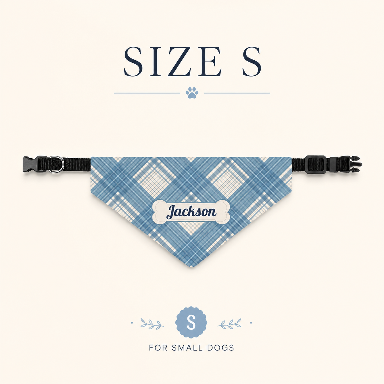 Personalized Dog Collar Bandana with Name, Custom Plaid Pet Bandana Collar, Dog Mom Gift, New Puppy Gift