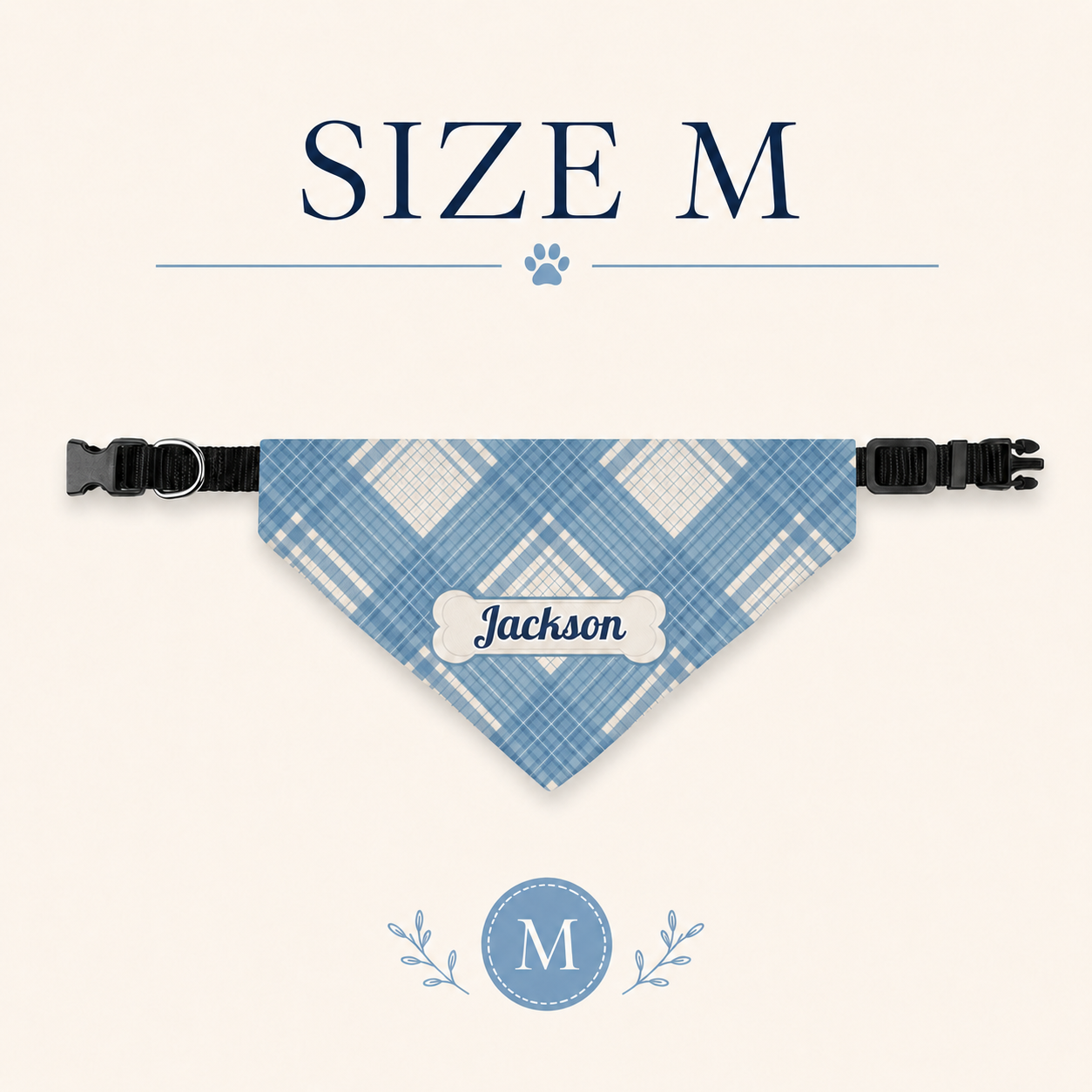 Personalized Dog Collar Bandana with Name, Custom Plaid Pet Bandana Collar, Dog Mom Gift, New Puppy Gift