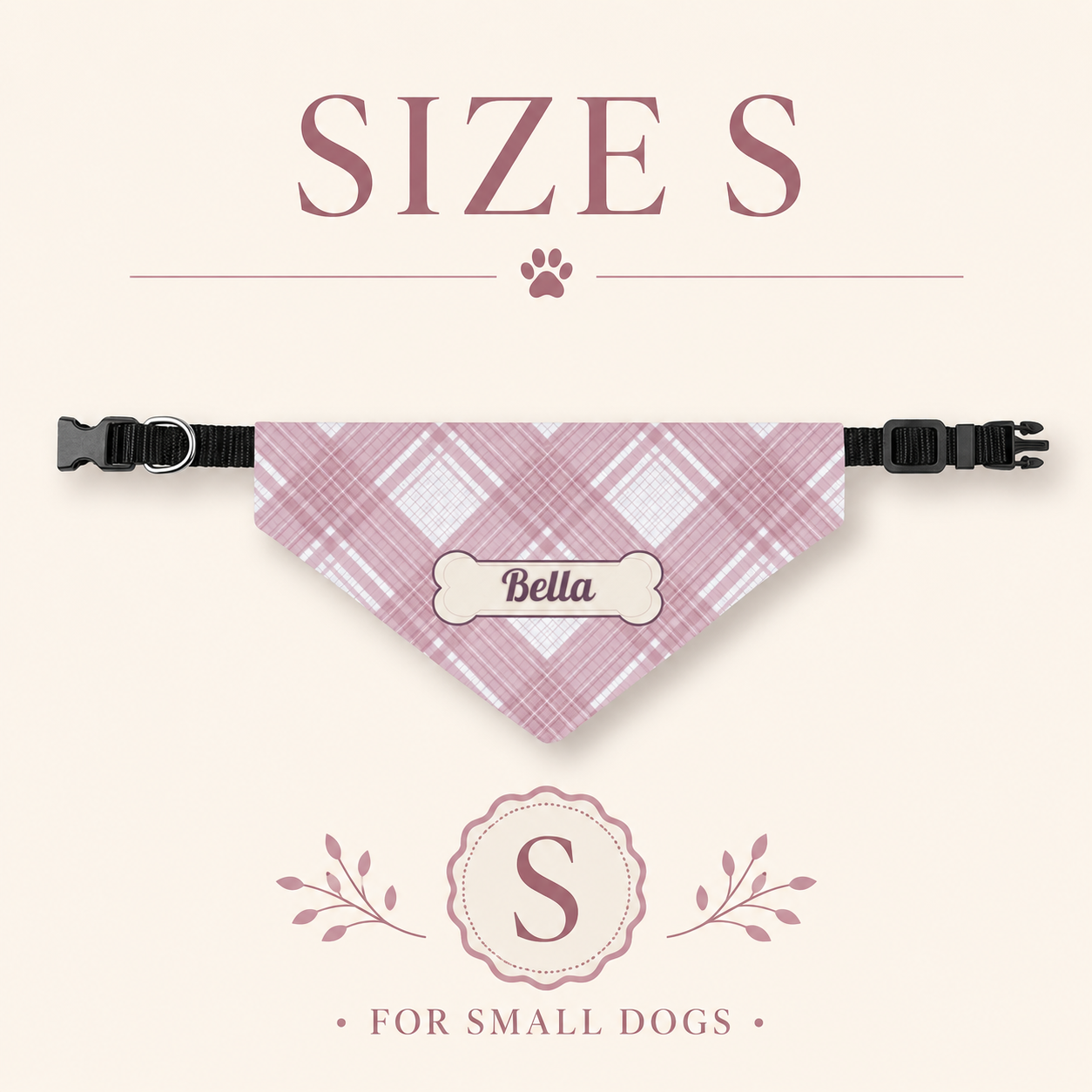 Personalized Dog Collar Bandana with Name, Custom Plaid Pet Bandana Collar, Dog Mom Gift, New Puppy Gift
