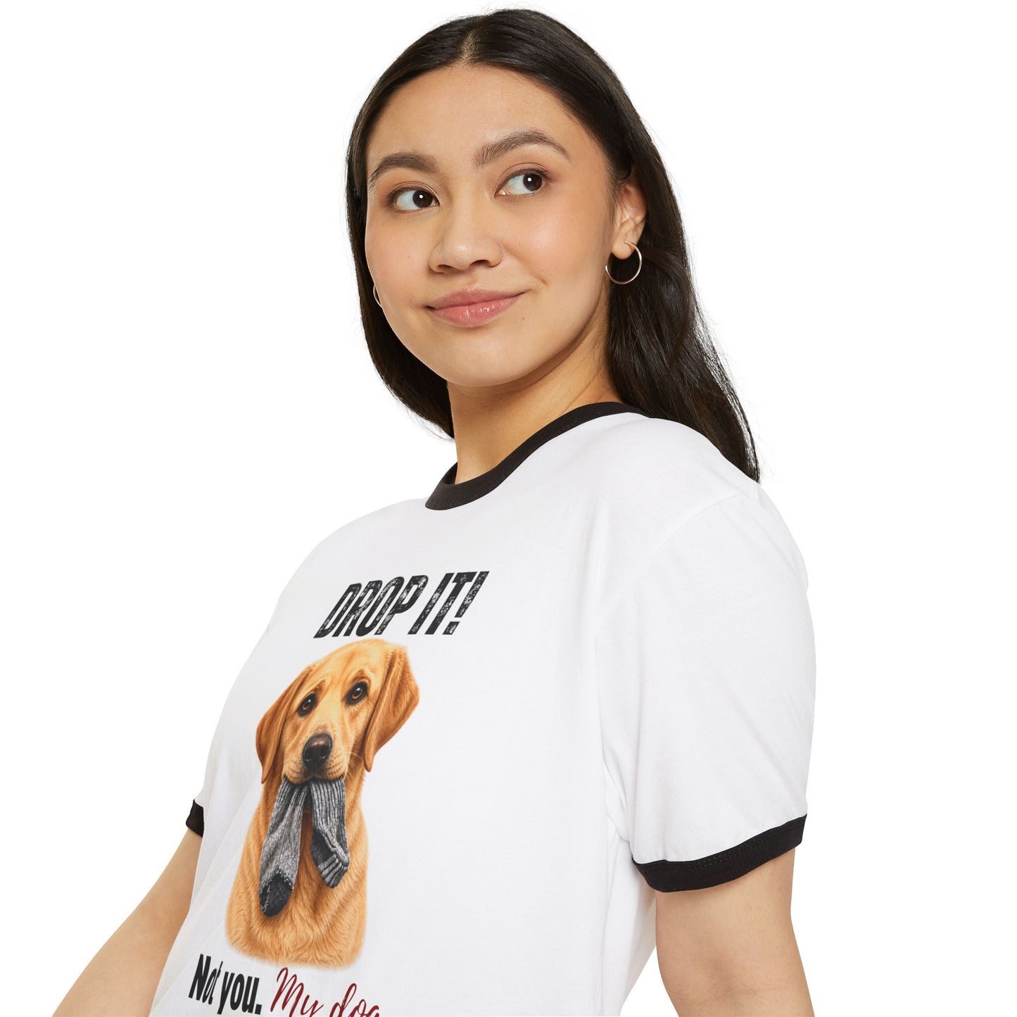 Drop It! Labrador Ringer Tee – Funny Lab Mom Shirt