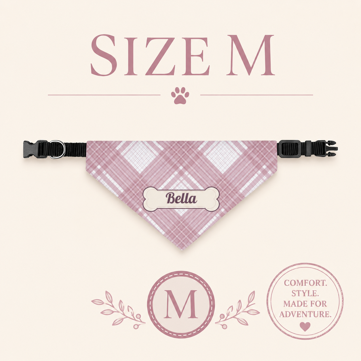 Personalized Dog Collar Bandana with Name, Custom Plaid Pet Bandana Collar, Dog Mom Gift, New Puppy Gift