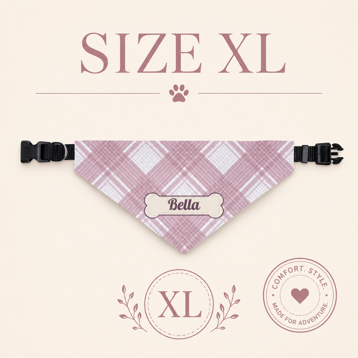 Personalized Dog Collar Bandana with Name, Custom Plaid Pet Bandana Collar, Dog Mom Gift, New Puppy Gift