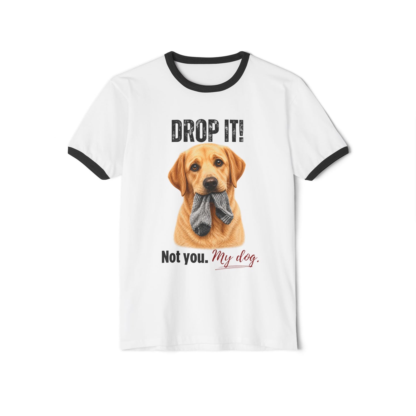 Drop It! Labrador Ringer Tee – Funny Lab Mom Shirt