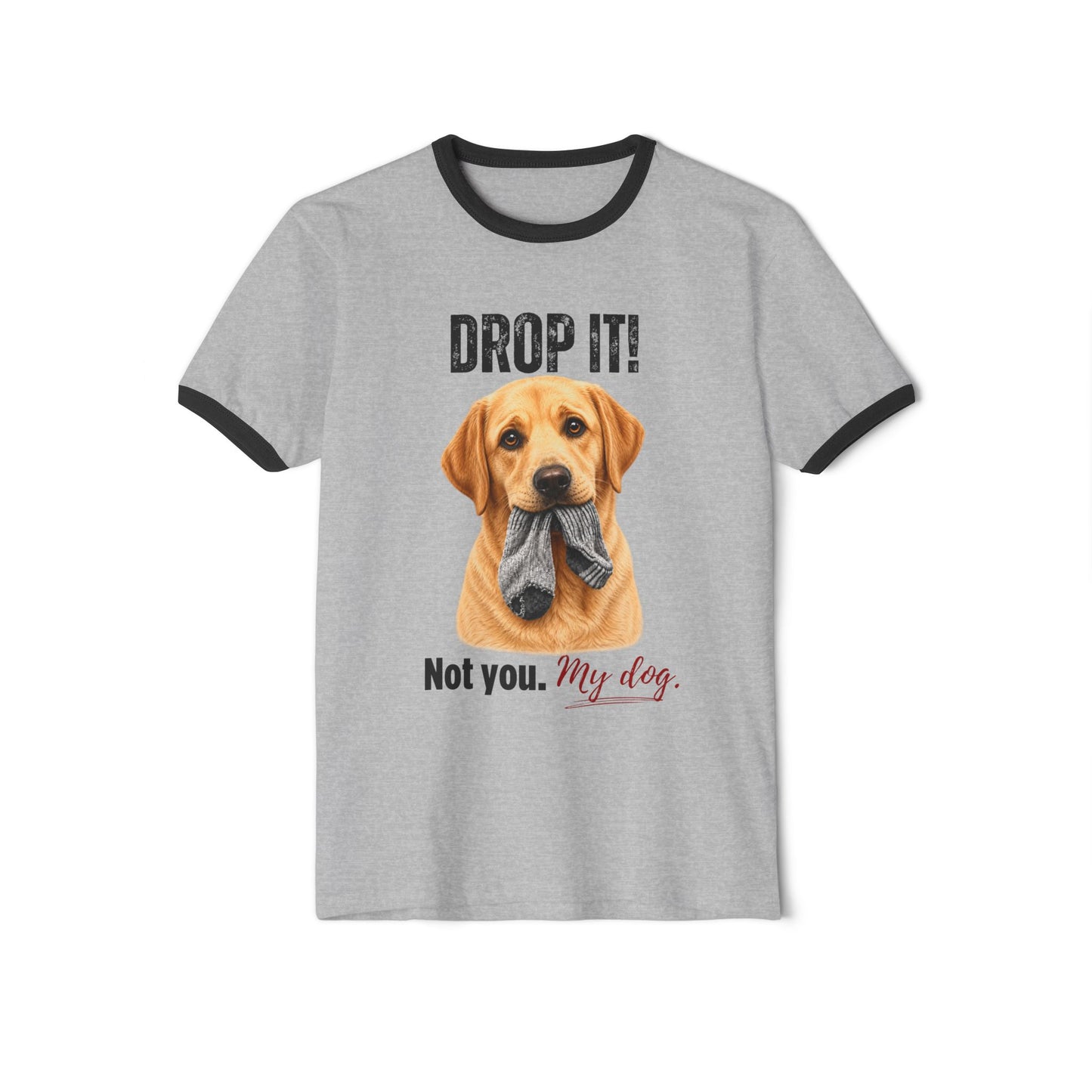 Drop It! Labrador Ringer Tee – Funny Lab Mom Shirt