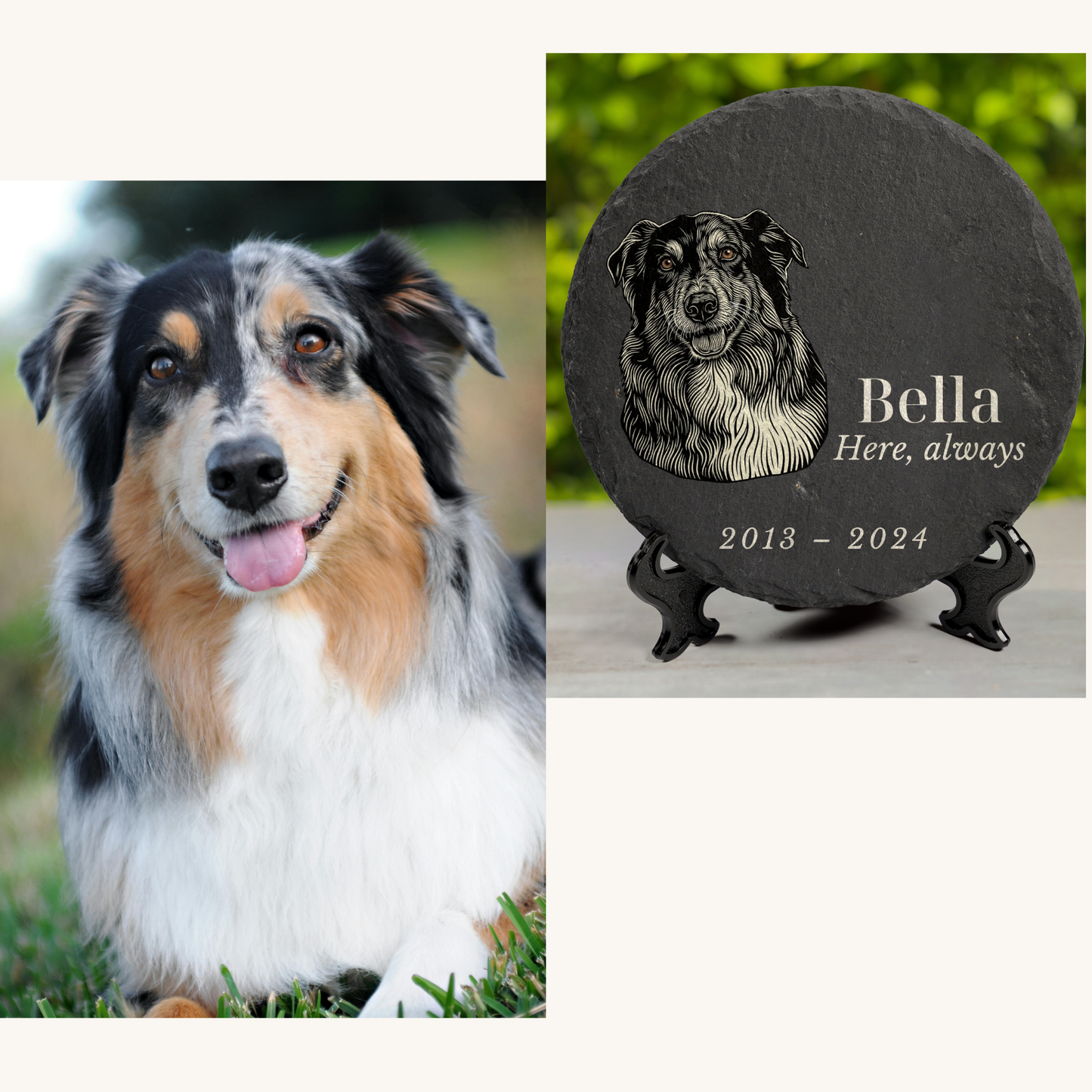 Personalized Pet Memorial Garden Stone – Custom Illustration From Your Pet Photo