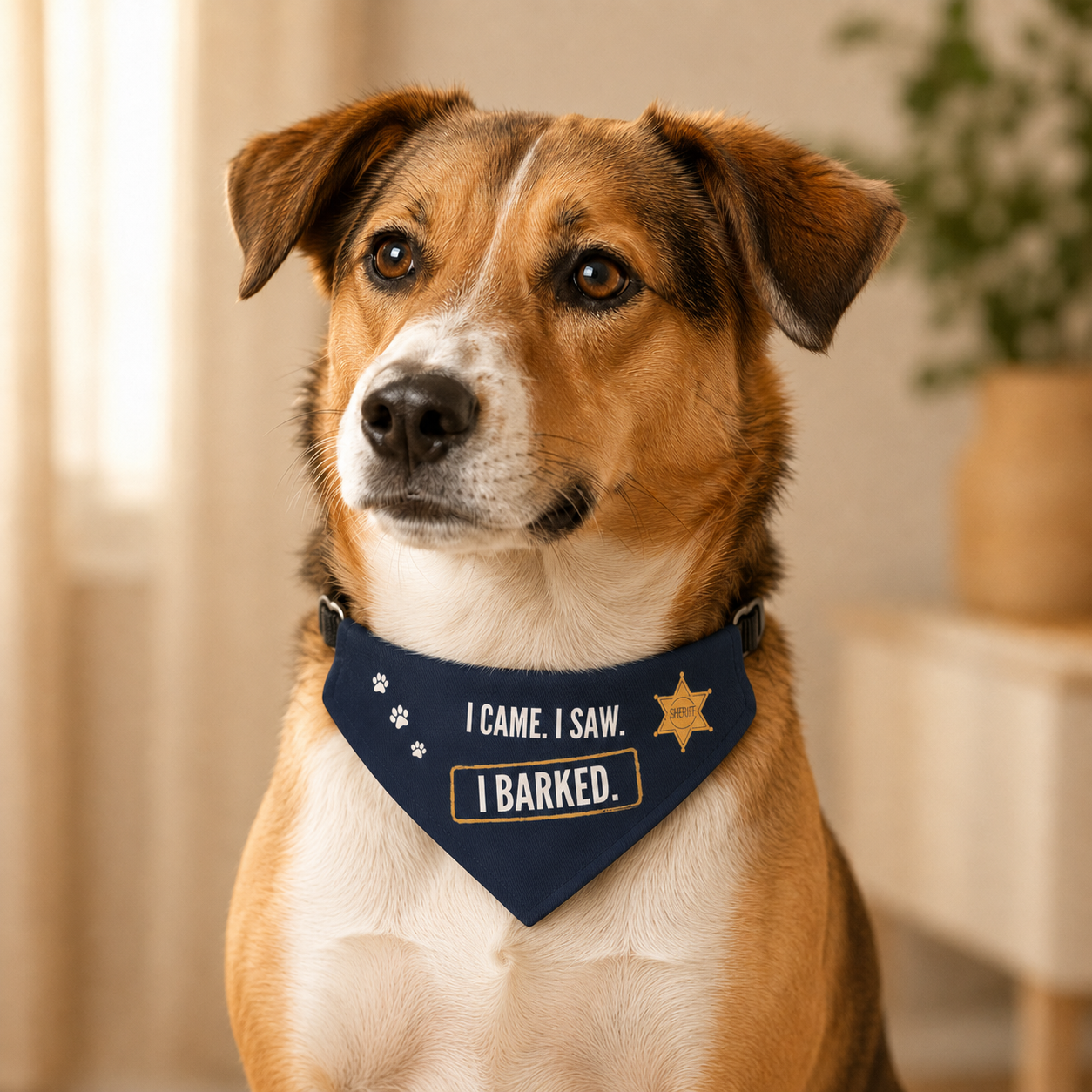 Funny Dog Bandana, I Came I Saw I Barked, Sheriff Badge Pet Collar, Cute Gift