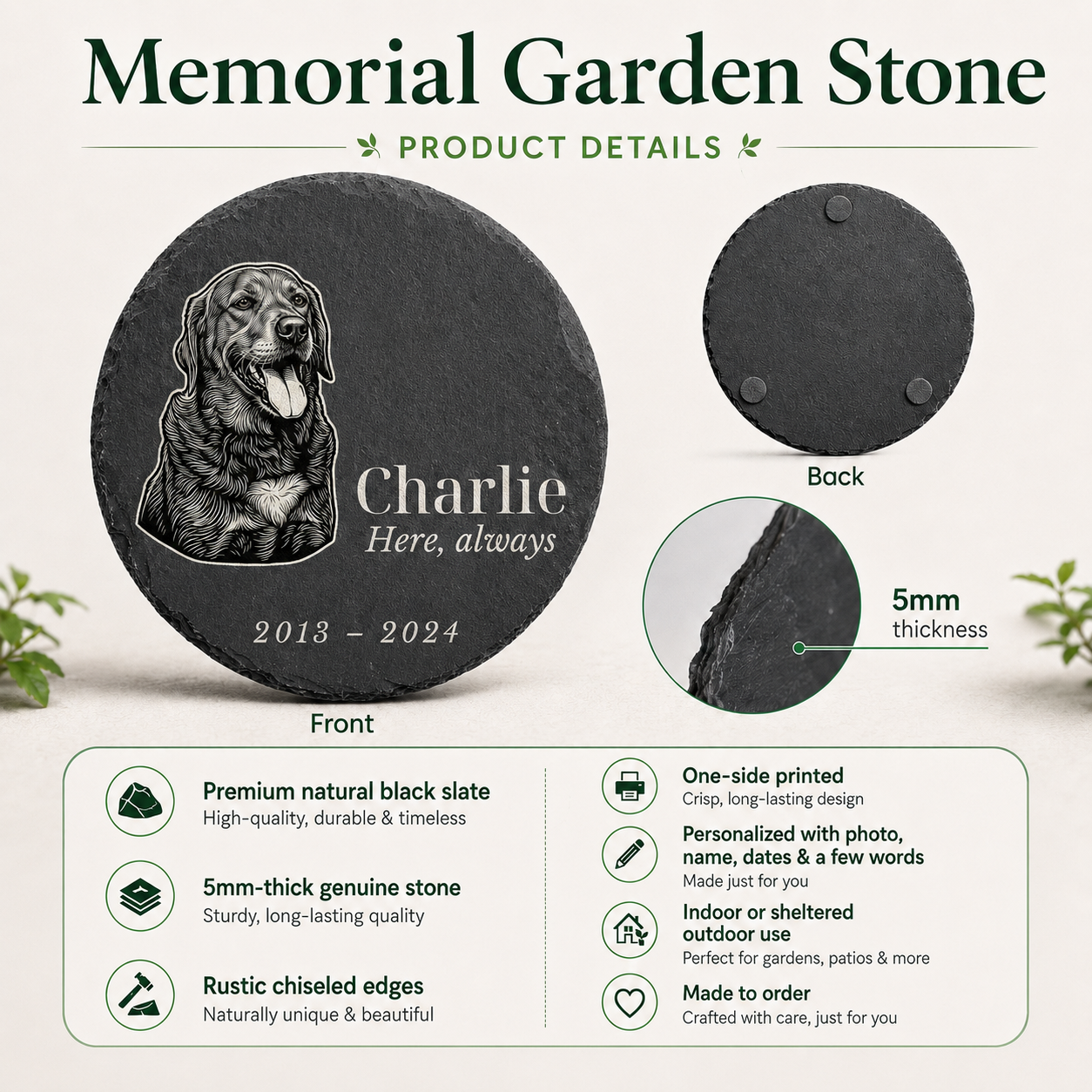 Personalized Pet Memorial Stone – Custom Garden Keepsake