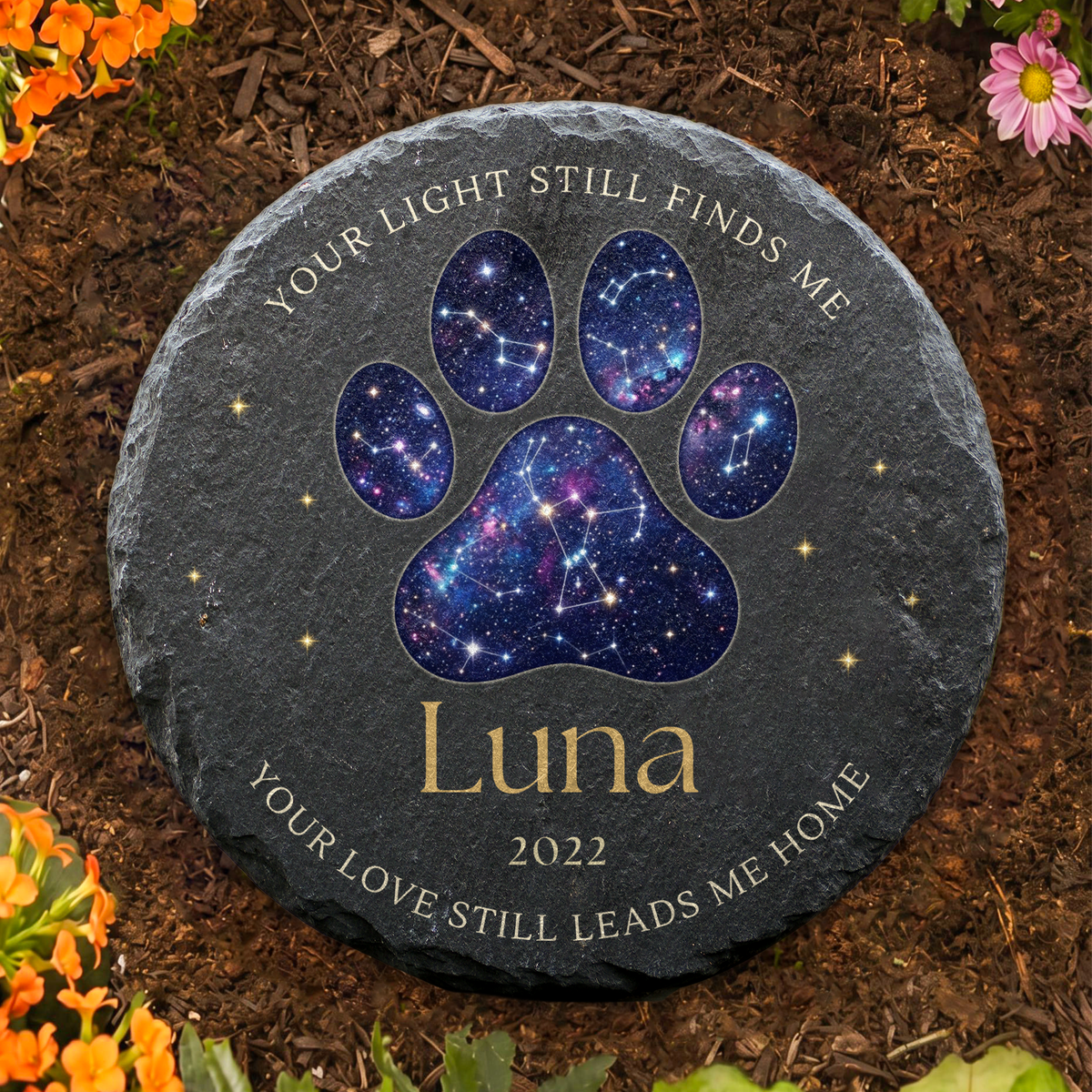 Personalized Pet Memorial Stone, Dog Paw Print Design, Rainbow Bridge Gift, Custom Garden Keepsake