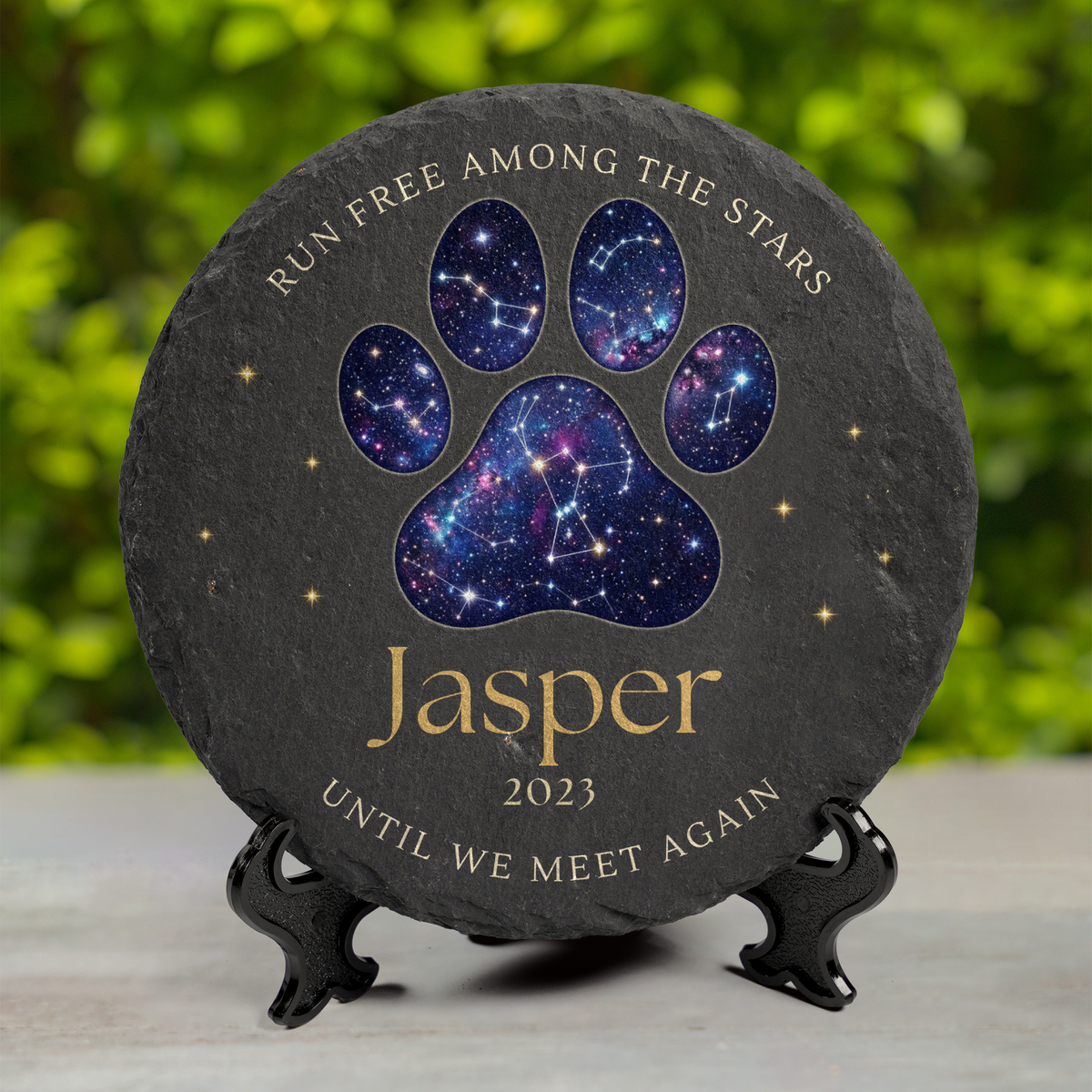 Personalized Pet Memorial Stone, Dog Paw Print Design, Rainbow Bridge Gift, Custom Garden Keepsake