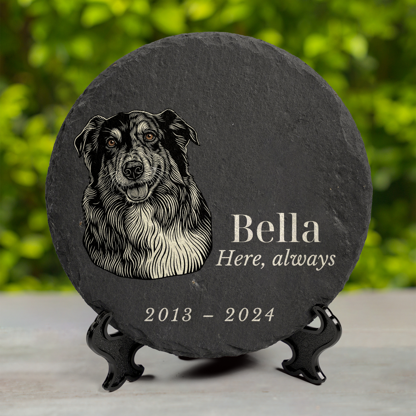 Personalized Pet Memorial Garden Stone – Custom Illustration From Your Pet Photo