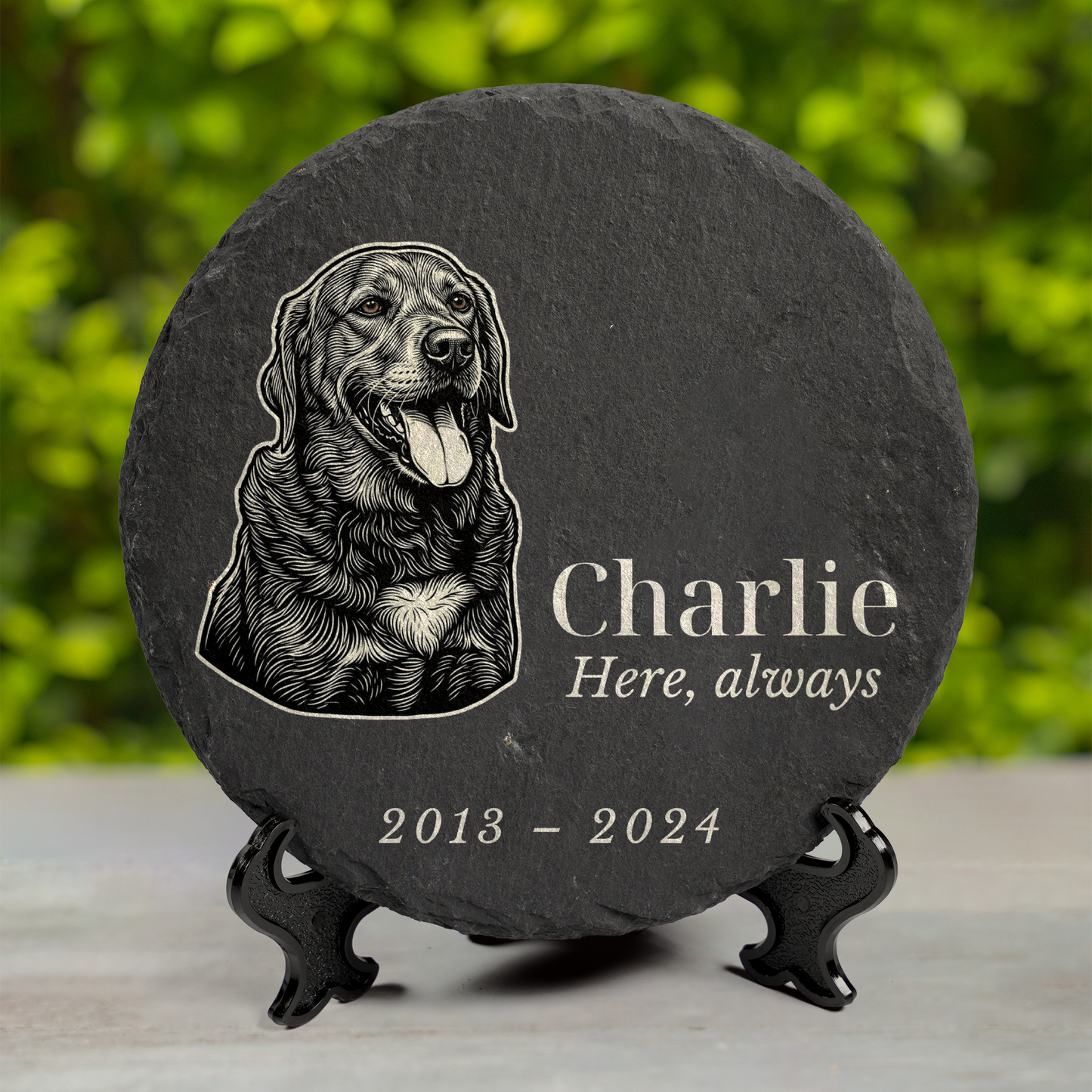 Personalized Pet Memorial Garden Stone – Custom Illustration From Your Pet Photo