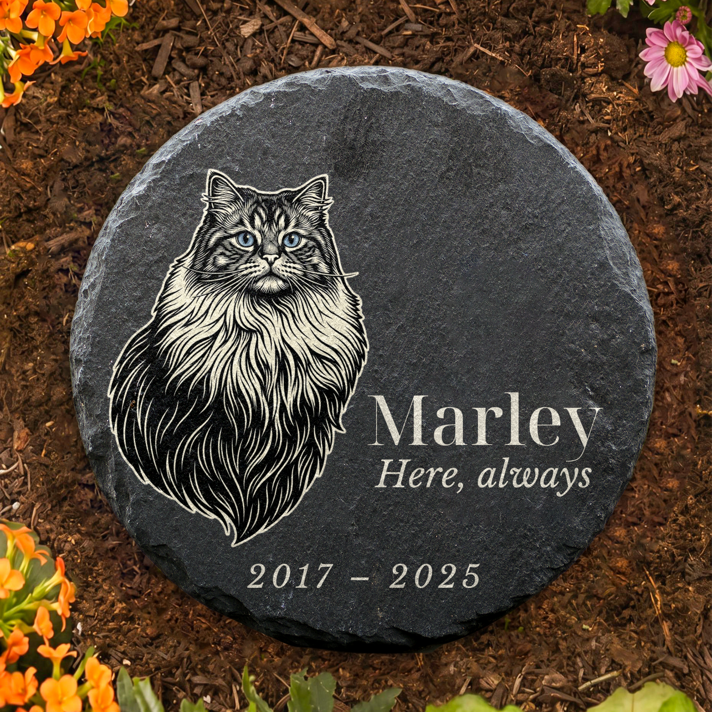 Personalized Pet Memorial Garden Stone – Custom Illustration From Your Pet Photo