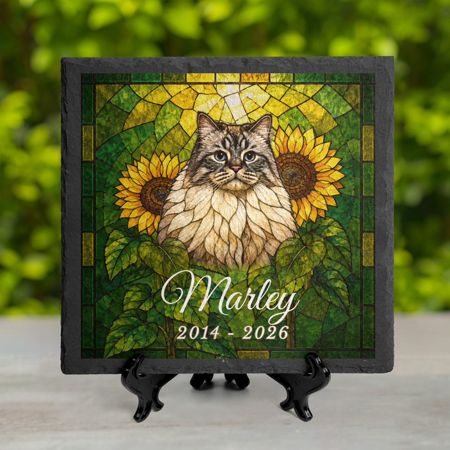 Custom Pet Memorial Stone, Stained Glass Mosaic Dog Portrait, Cat Sympathy Keepsake, Garden Gift