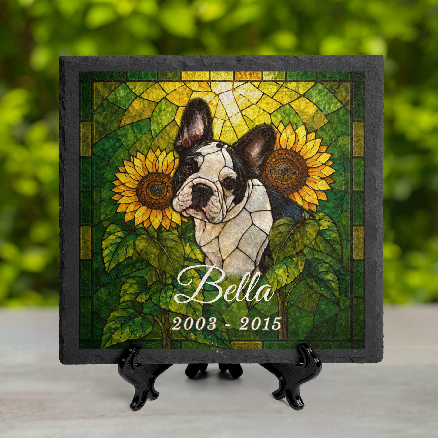 Custom Pet Memorial Stone, Stained Glass Mosaic Dog Portrait, Cat Sympathy Keepsake, Garden Gift