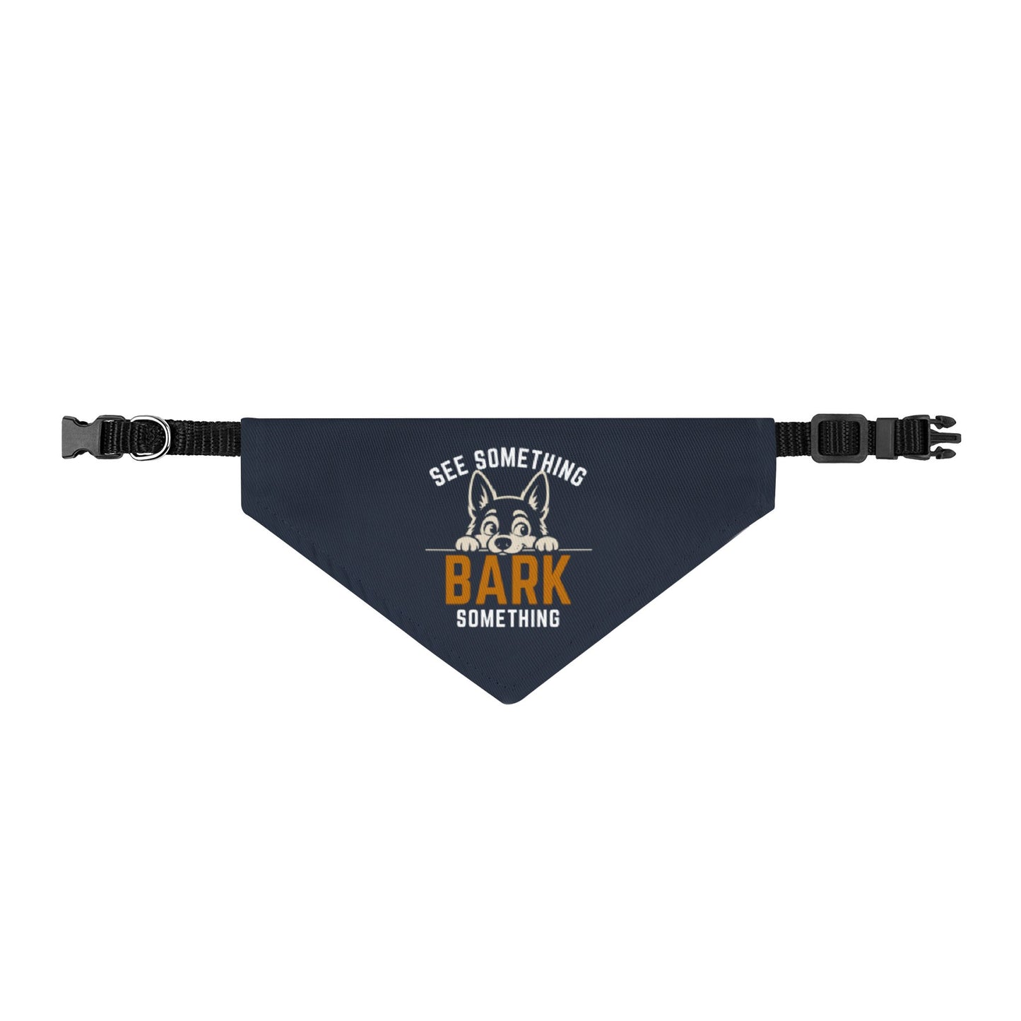 Size S dog collar bandana with clip-on collar shown on a white background.