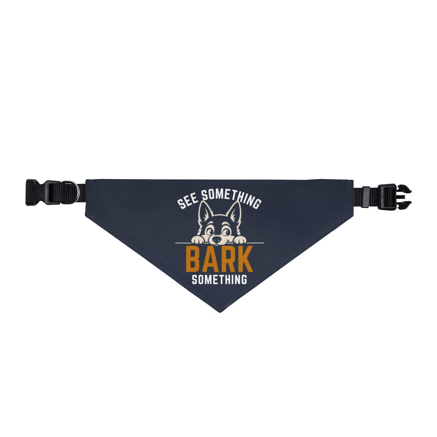 Size XL dog collar bandana with clip-on collar shown on a white background.