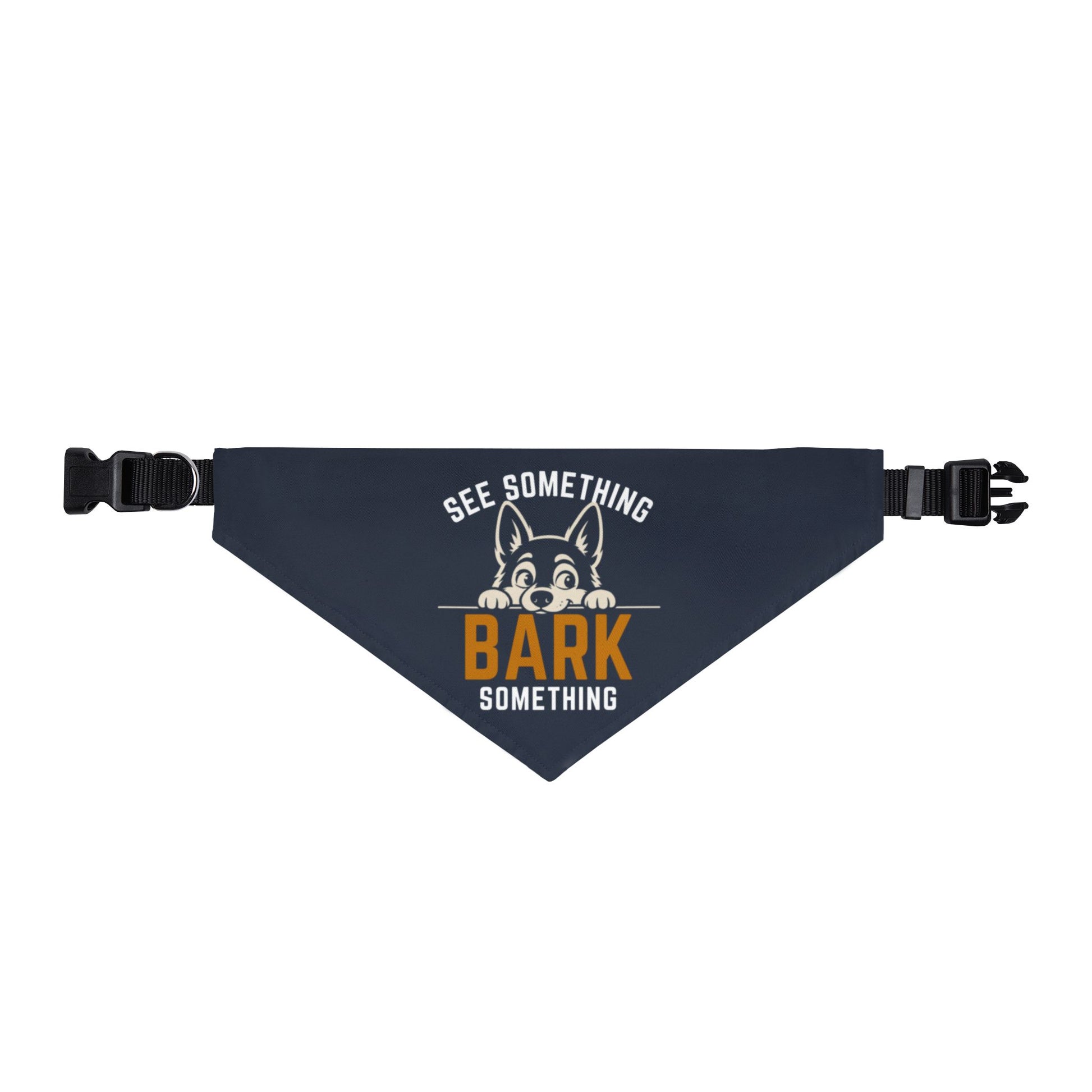 Size XL dog collar bandana with clip-on collar shown on a white background.