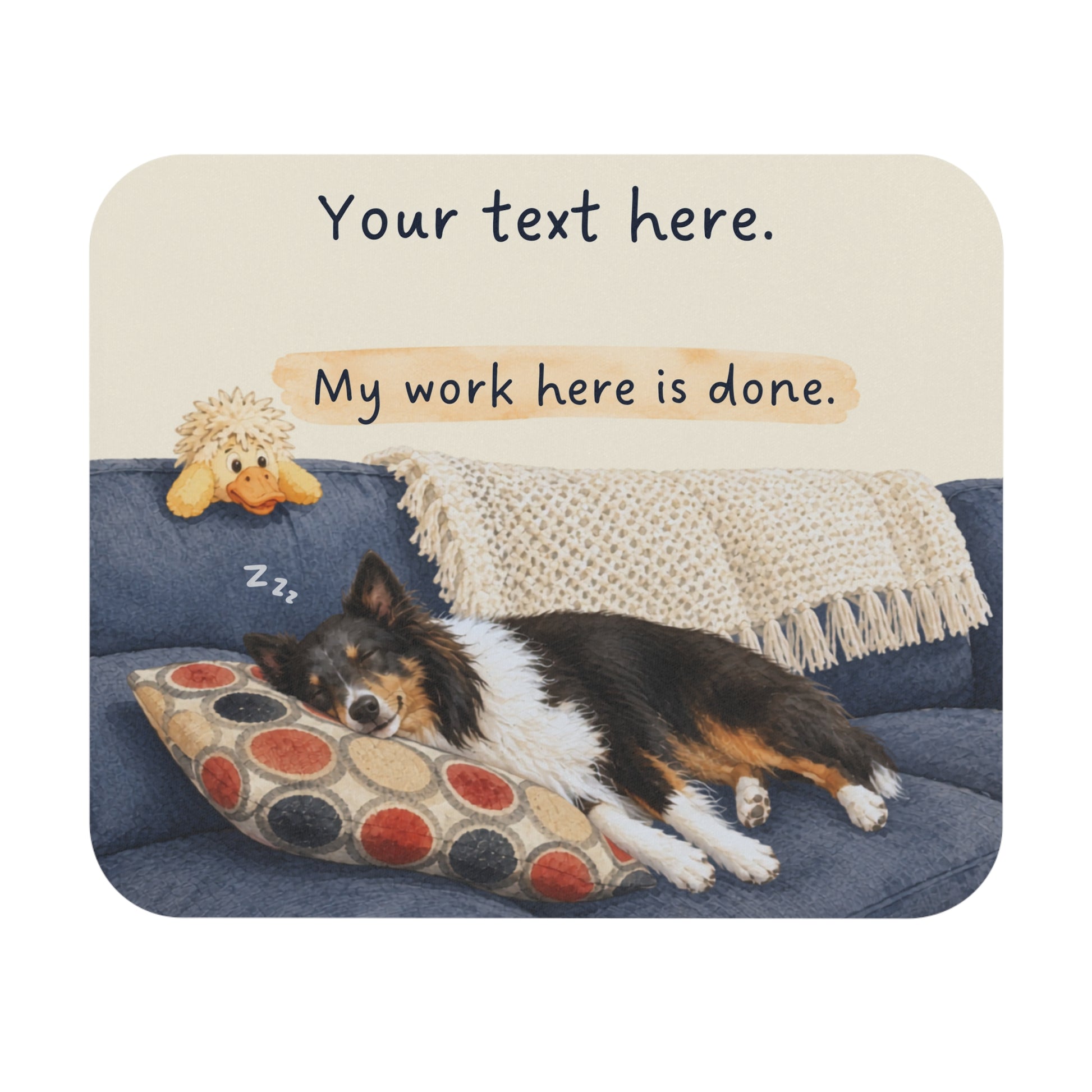 Personalized dog mouse pad with custom text placeholder