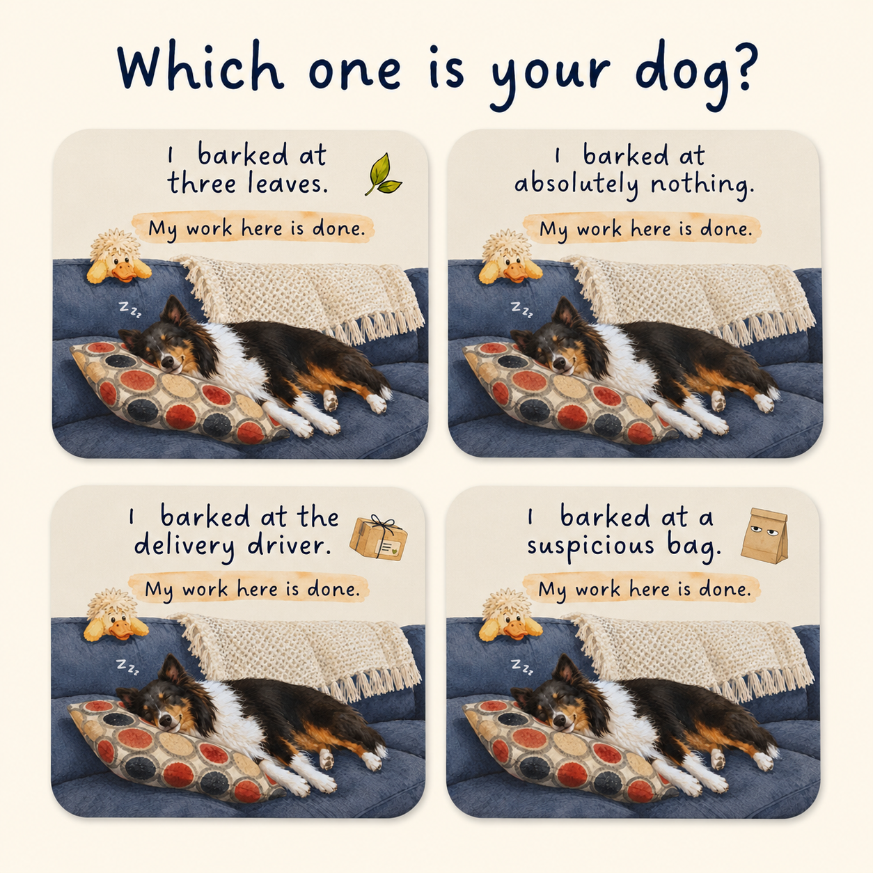 Reactive dog mouse pad phrase quiz — which one is your dog